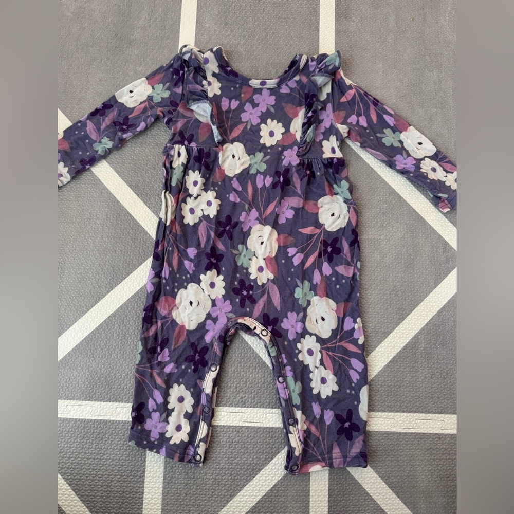 Little Sleepies Purple Floral Meadow Romper